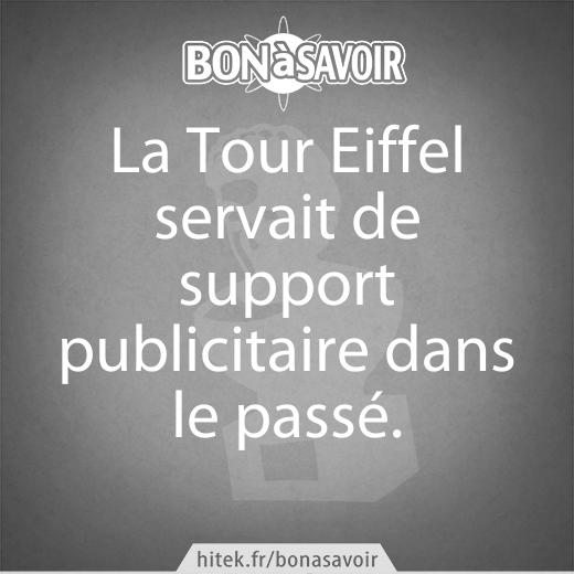 La Tour Eiffel servait de support publicitaire dans le passé.